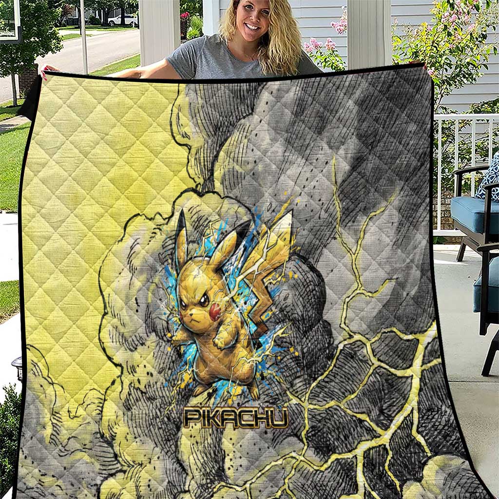 Pikachu Stormbreaker Edition Quilt Pikachu Amid Thunder Clouds