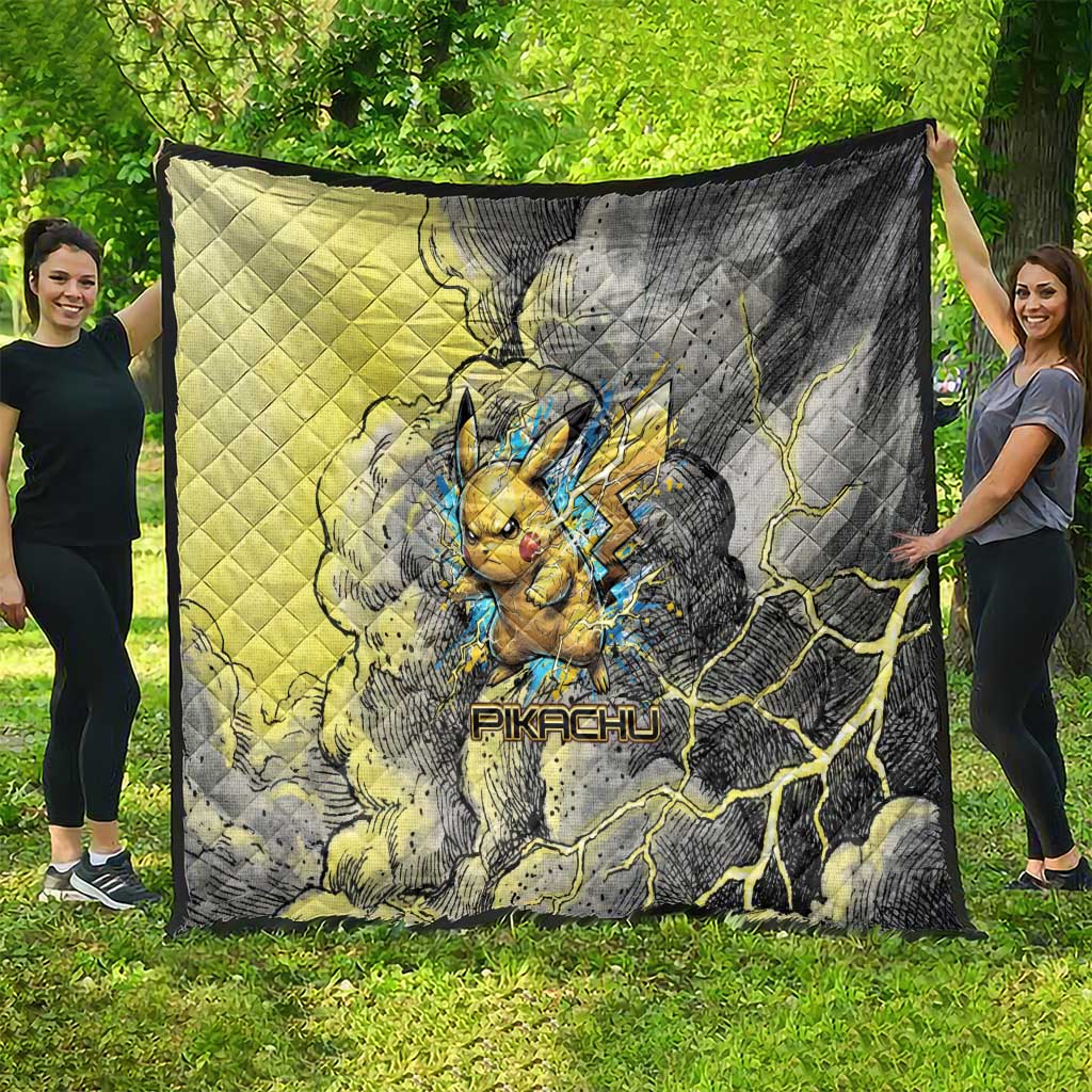 Pikachu Stormbreaker Edition Quilt Pikachu Amid Thunder Clouds