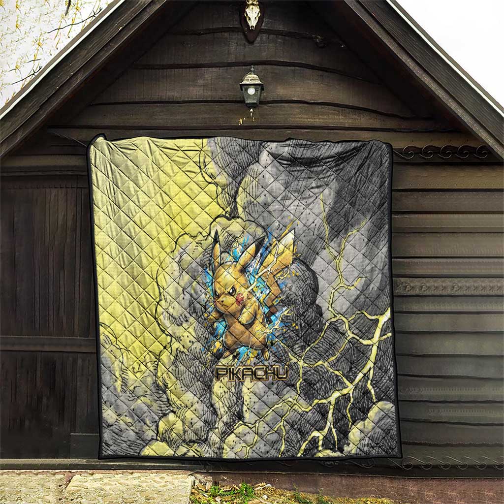 Pikachu Stormbreaker Edition Quilt Pikachu Amid Thunder Clouds