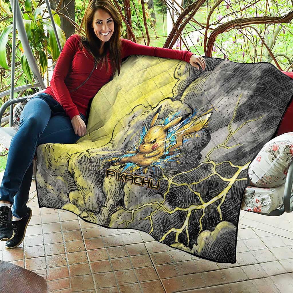 Pikachu Stormbreaker Edition Quilt Pikachu Amid Thunder Clouds