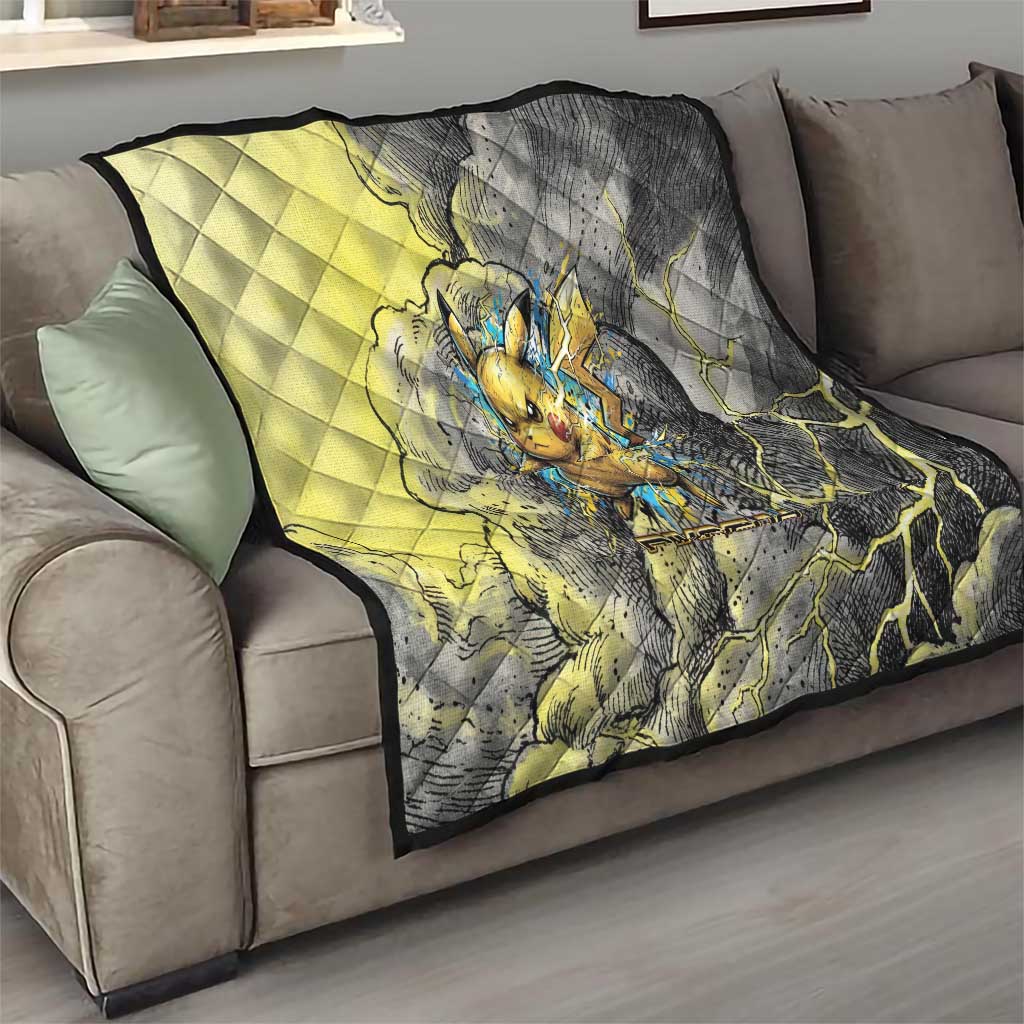 Pikachu Stormbreaker Edition Quilt Pikachu Amid Thunder Clouds