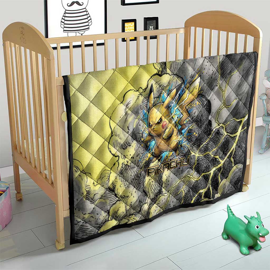 Pikachu Stormbreaker Edition Quilt Pikachu Amid Thunder Clouds