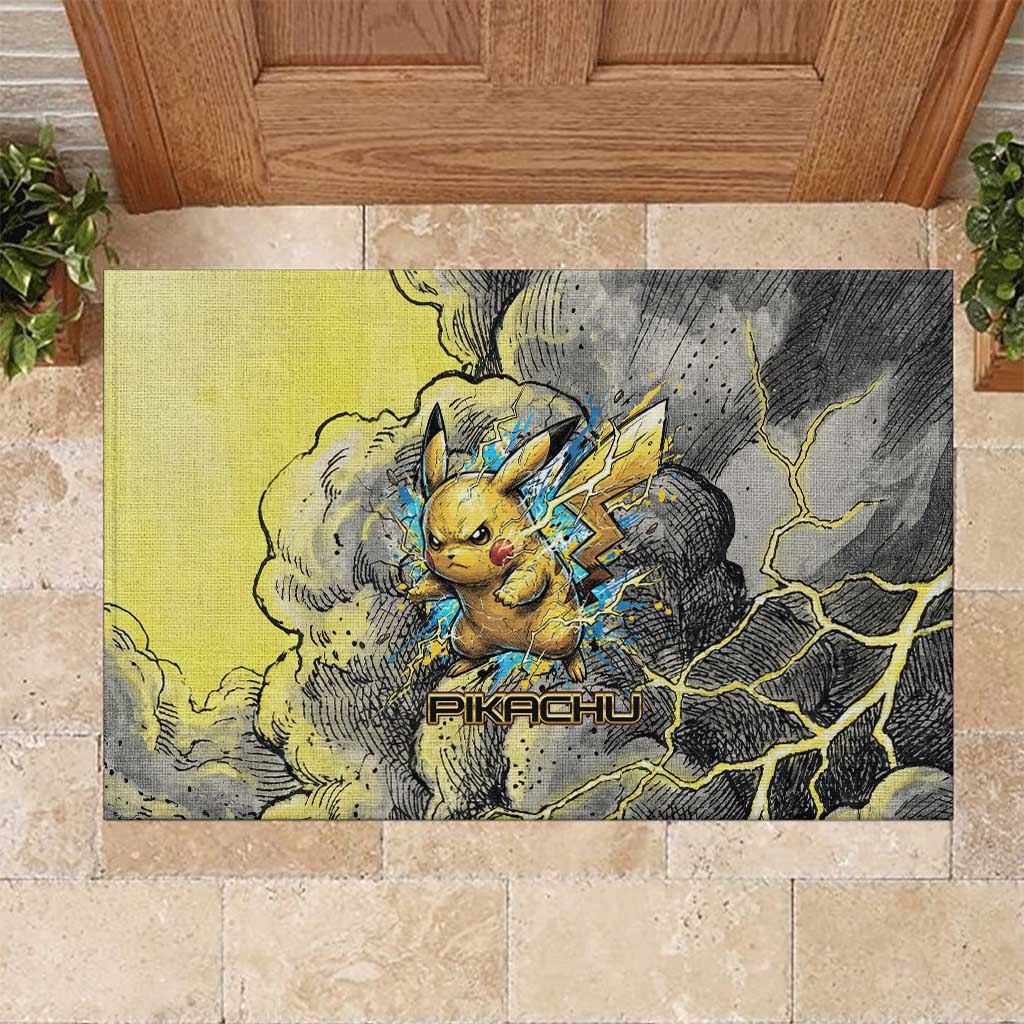 Pikachu Stormbreaker Edition Rubber Doormat Pikachu Amid Thunder Clouds
