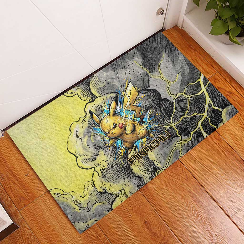 Pikachu Stormbreaker Edition Rubber Doormat Pikachu Amid Thunder Clouds