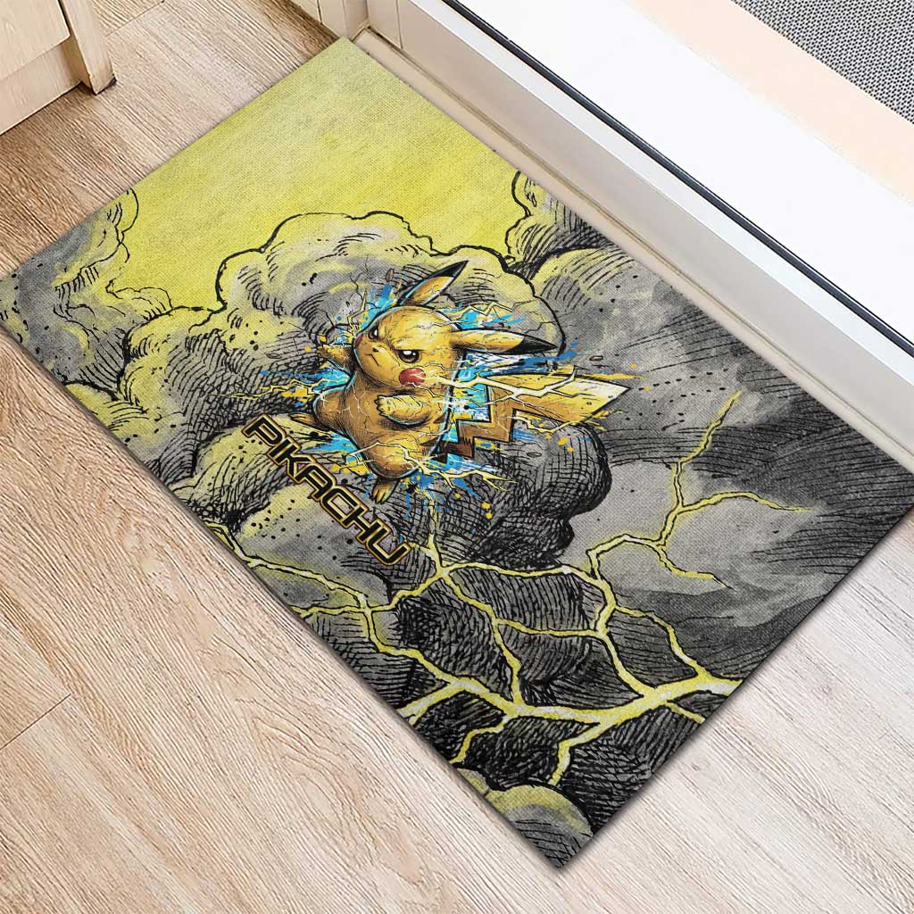 Pikachu Stormbreaker Edition Rubber Doormat Pikachu Amid Thunder Clouds