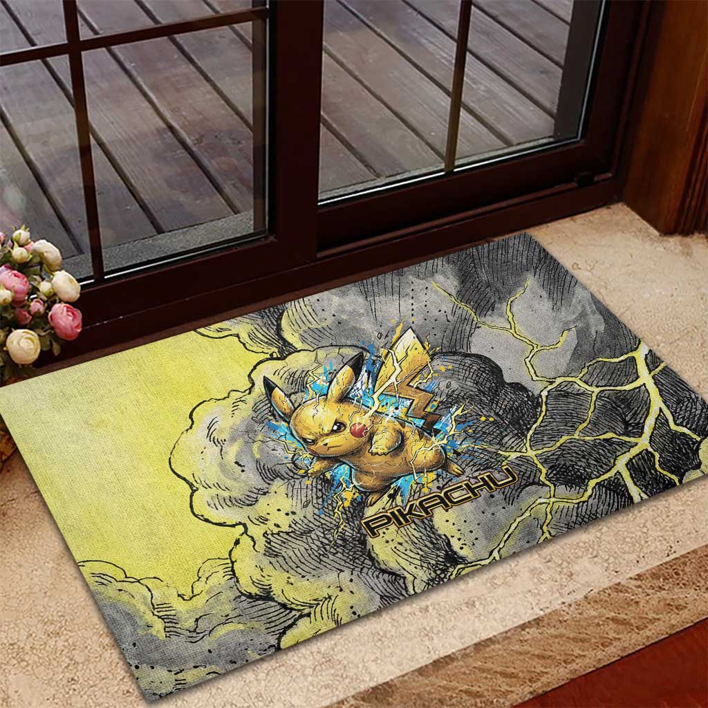 Pikachu Stormbreaker Edition Rubber Doormat Pikachu Amid Thunder Clouds