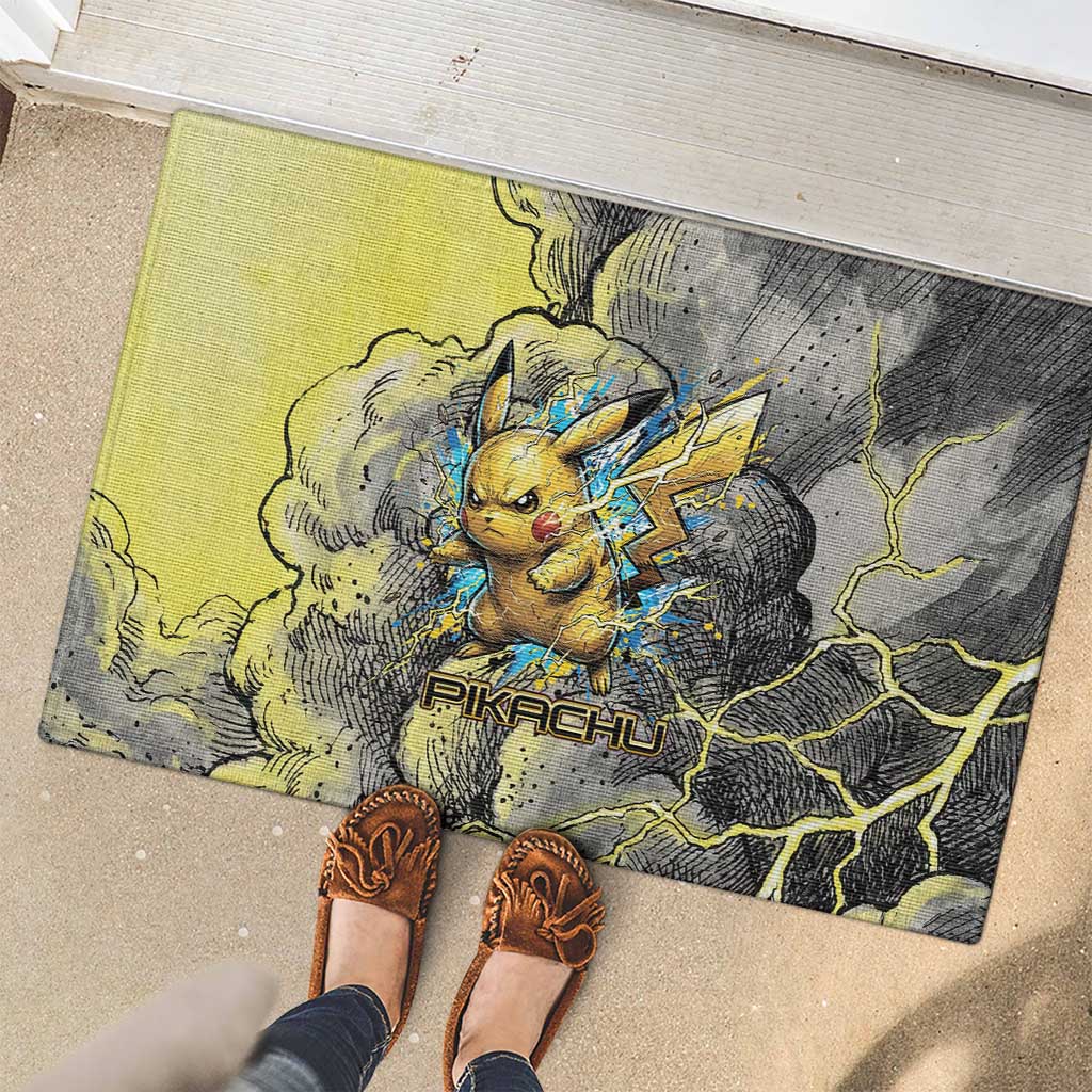 Pikachu Stormbreaker Edition Rubber Doormat Pikachu Amid Thunder Clouds