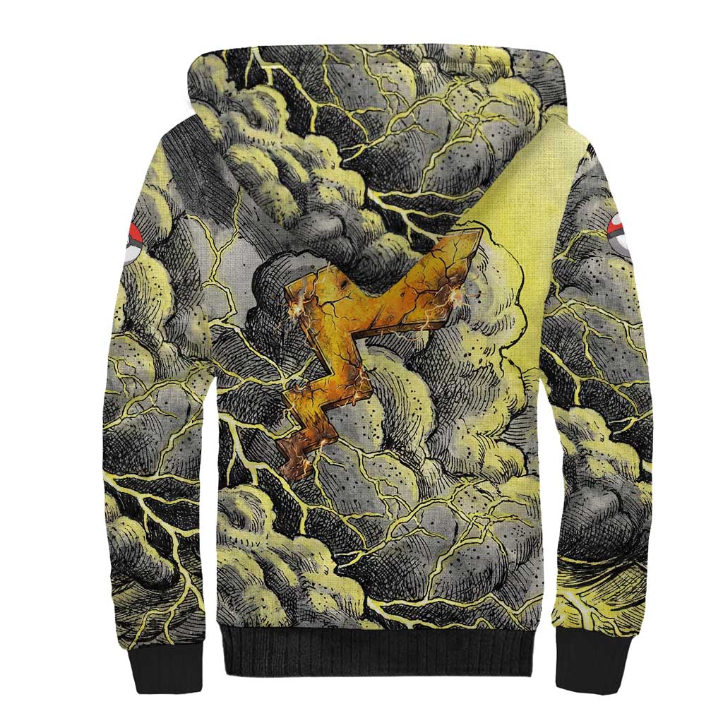 Pikachu Stormbreaker Edition Sherpa Hoodie Pikachu Amid Thunder Clouds
