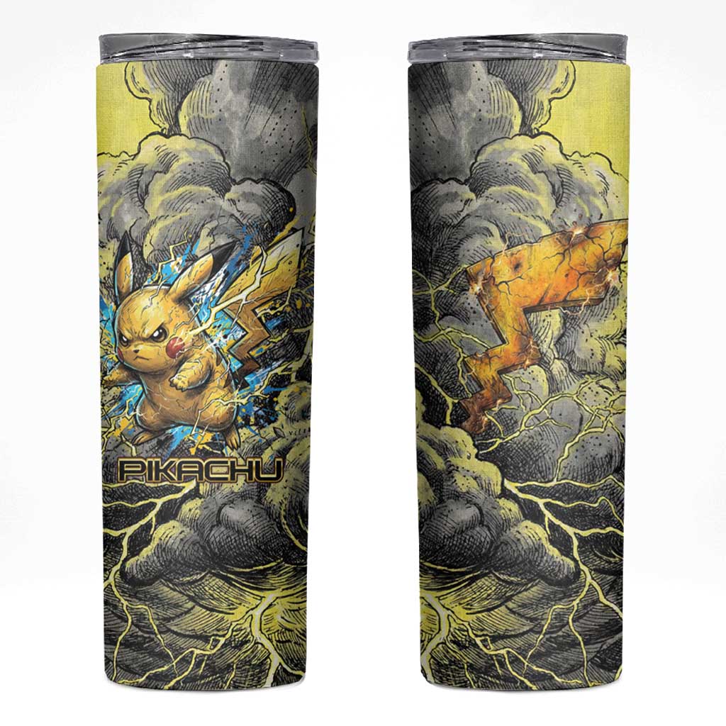 Pikachu Stormbreaker Edition Skinny Tumbler Pikachu Amid Thunder Clouds
