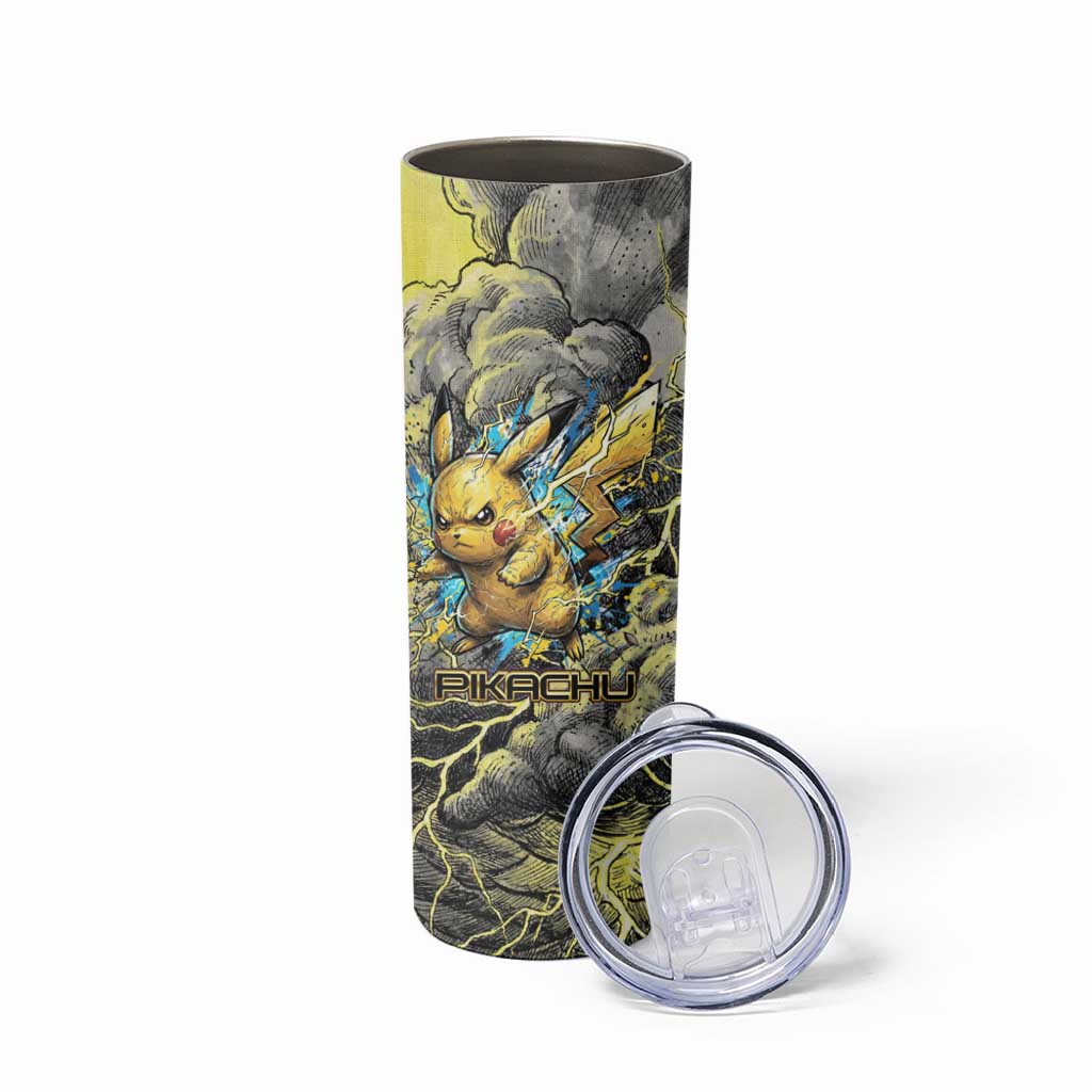 Pikachu Stormbreaker Edition Skinny Tumbler Pikachu Amid Thunder Clouds