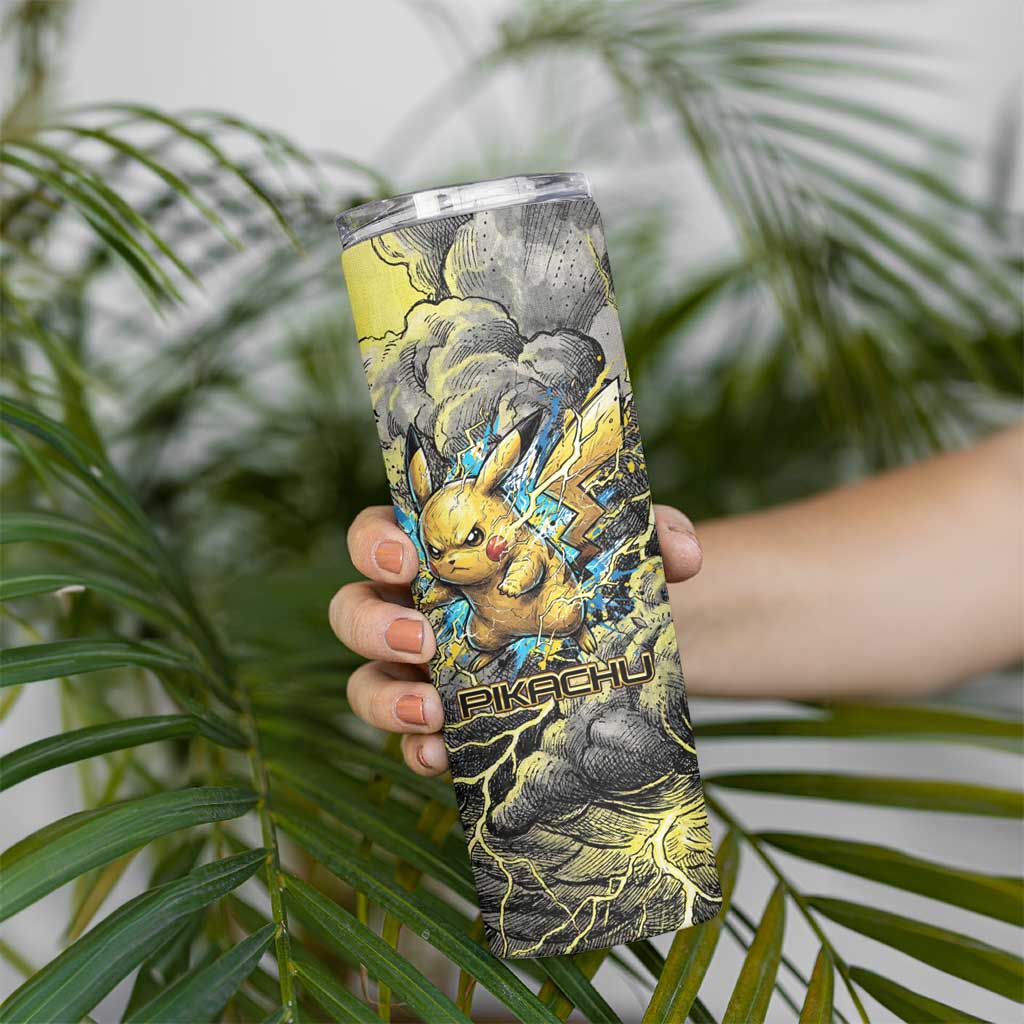 Pikachu Stormbreaker Edition Skinny Tumbler Pikachu Amid Thunder Clouds