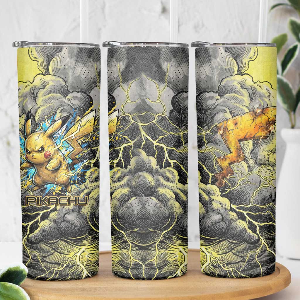 Pikachu Stormbreaker Edition Skinny Tumbler Pikachu Amid Thunder Clouds