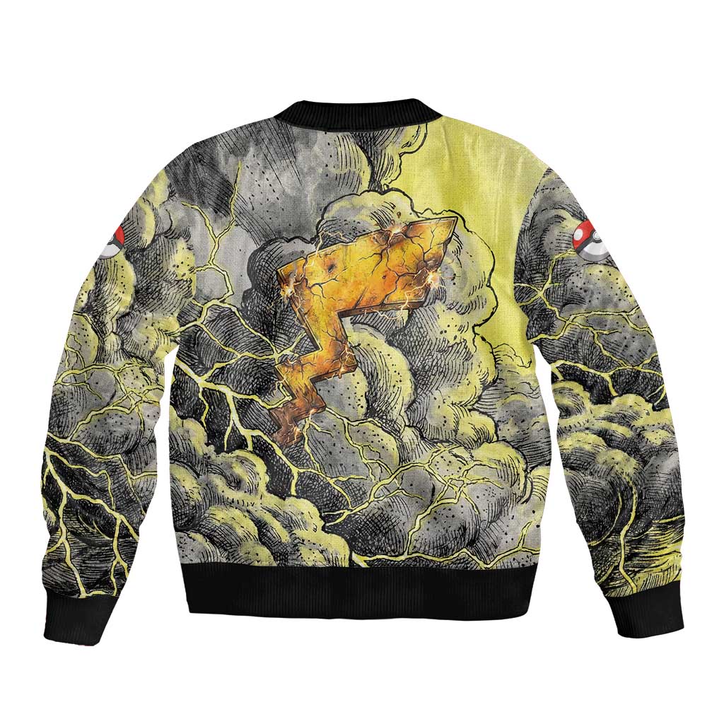 Pikachu Stormbreaker Edition Sleeve Zip Bomber Jacket Pikachu Amid Thunder Clouds
