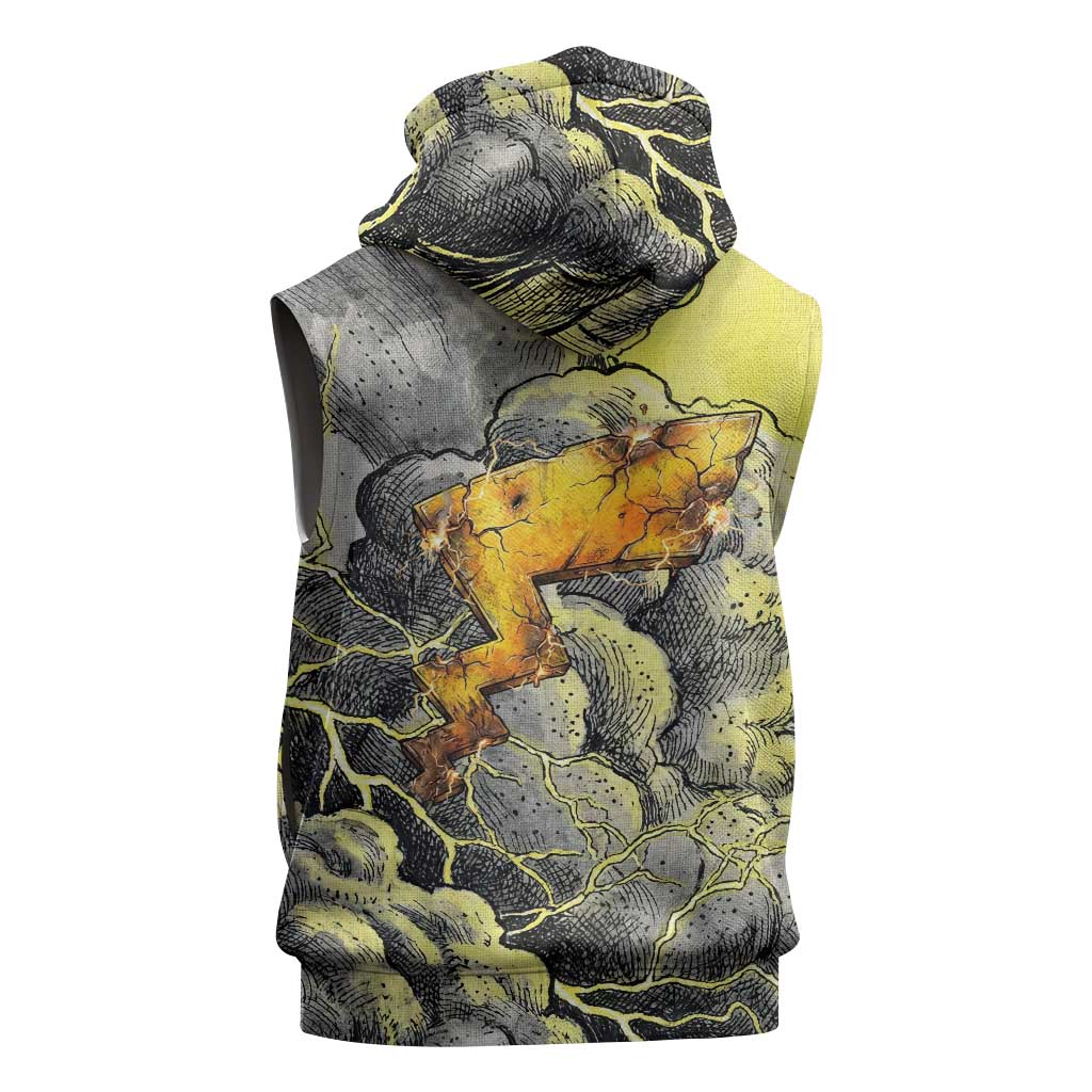 Pikachu Stormbreaker Edition Sleeveless Zip Hoodie Pikachu Amid Thunder Clouds