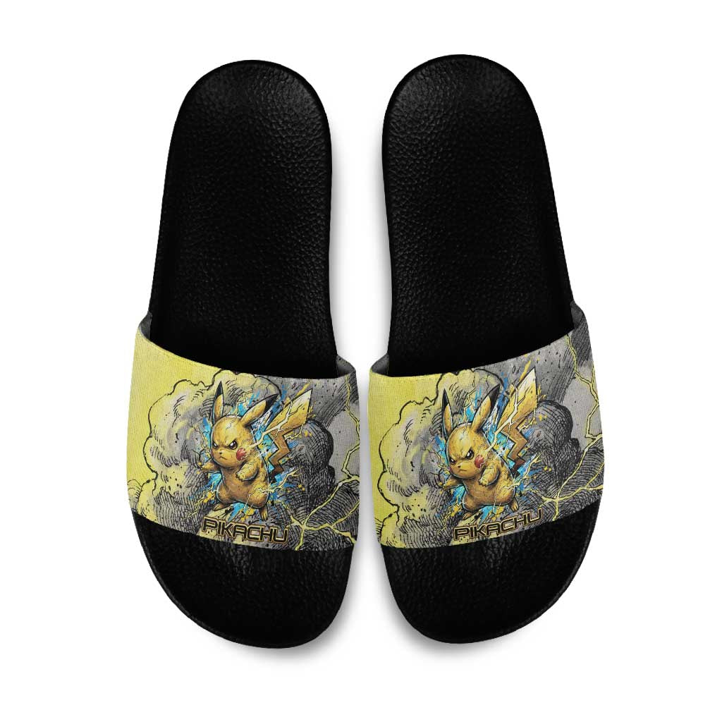 Pikachu Stormbreaker Edition Slide Sandals Pikachu Amid Thunder Clouds