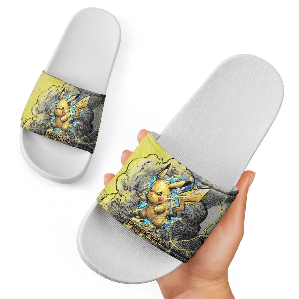 Pikachu Stormbreaker Edition Slide Sandals Pikachu Amid Thunder Clouds