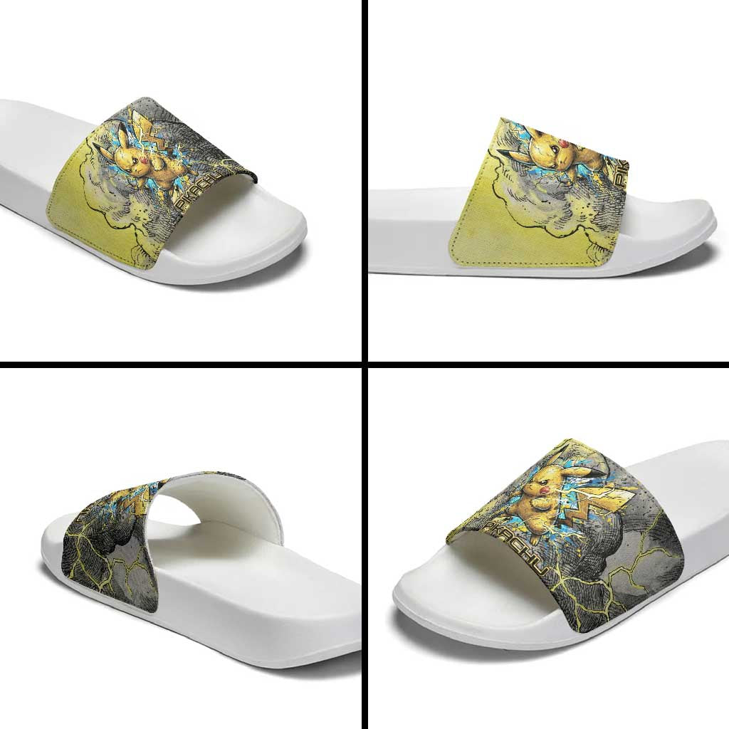 Pikachu Stormbreaker Edition Slide Sandals Pikachu Amid Thunder Clouds