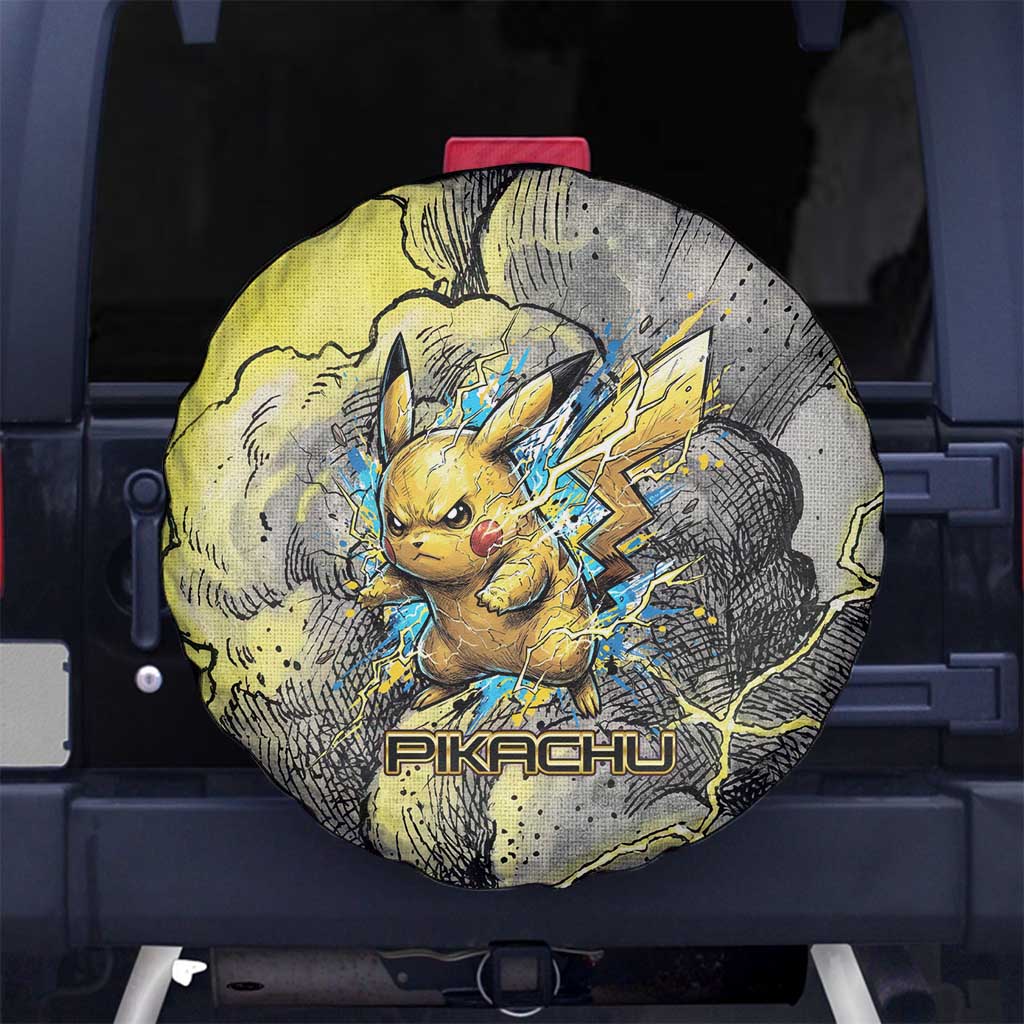 Pikachu Stormbreaker Edition Spare Tire Cover Pikachu Amid Thunder Clouds