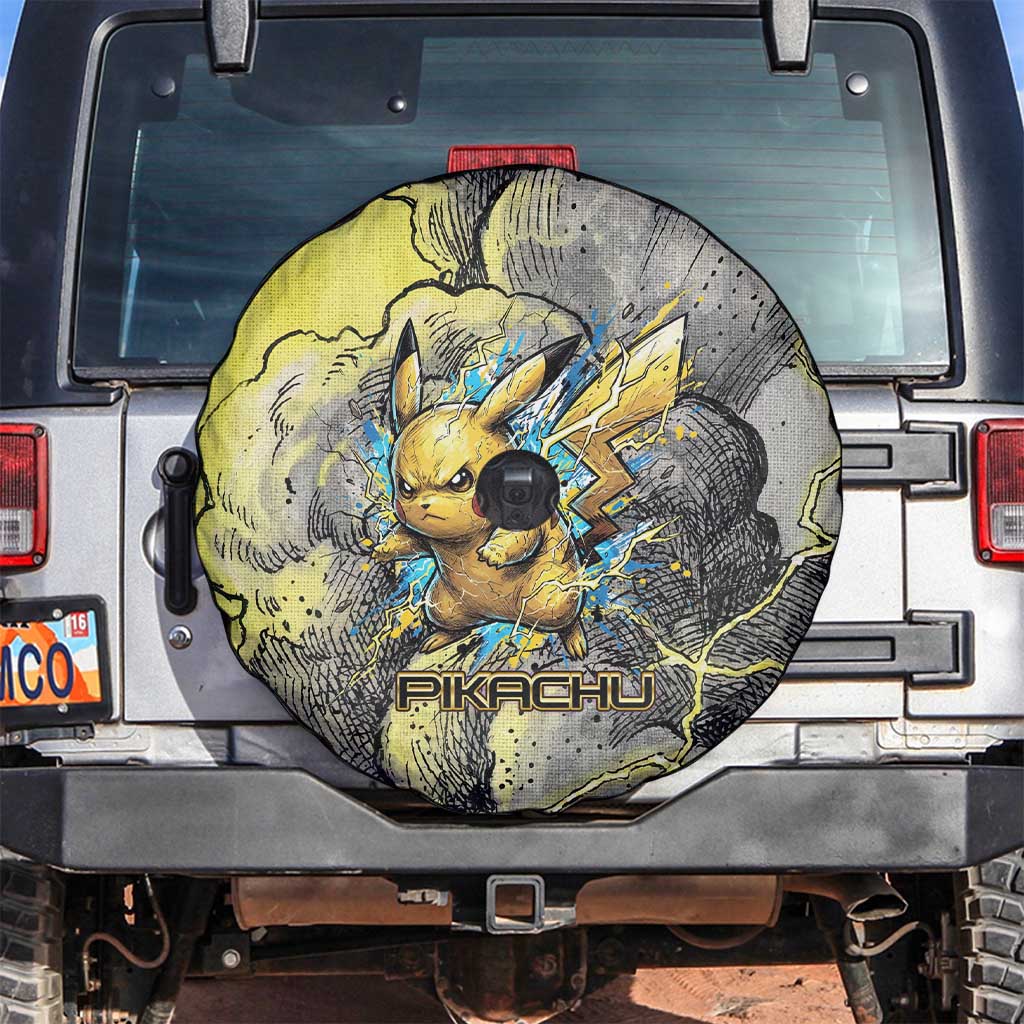 Pikachu Stormbreaker Edition Spare Tire Cover Pikachu Amid Thunder Clouds