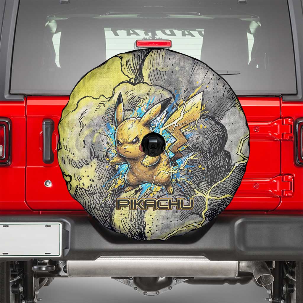 Pikachu Stormbreaker Edition Spare Tire Cover Pikachu Amid Thunder Clouds