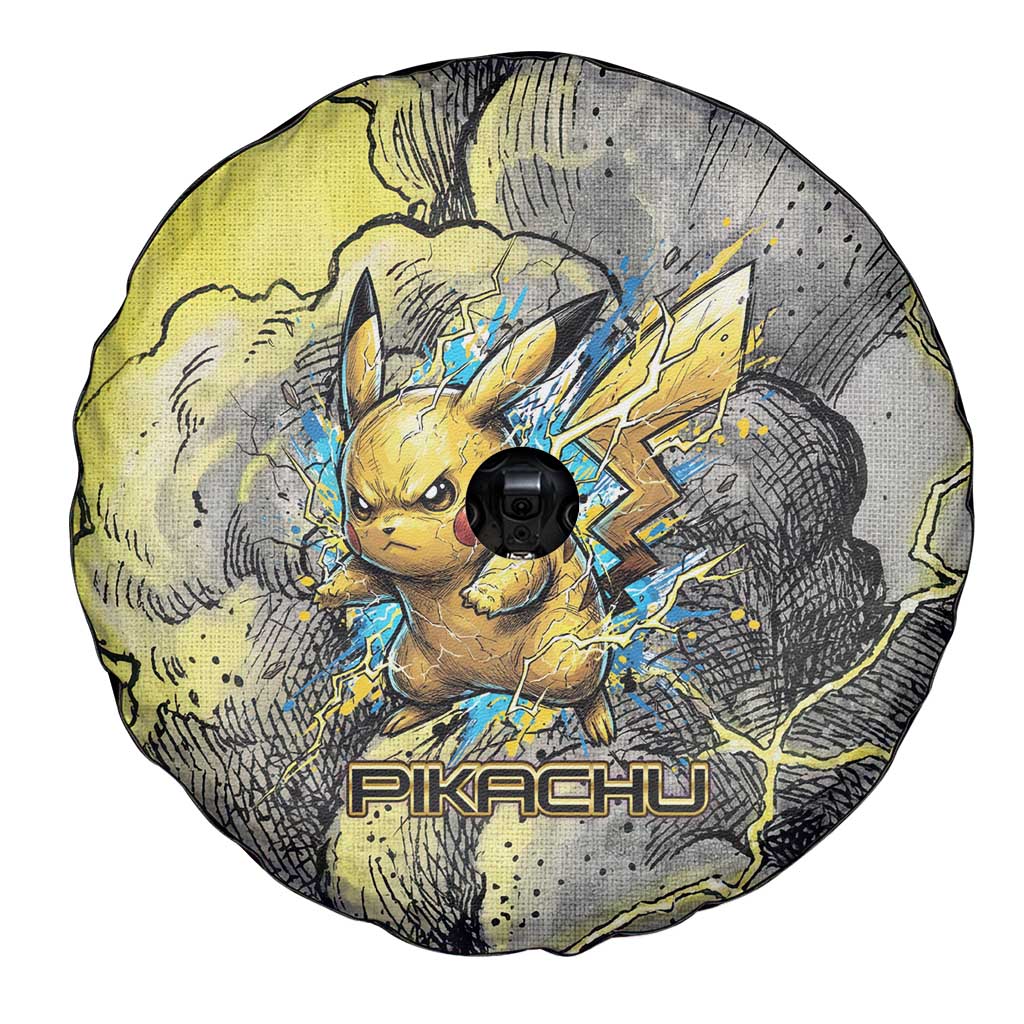 Pikachu Stormbreaker Edition Spare Tire Cover Pikachu Amid Thunder Clouds