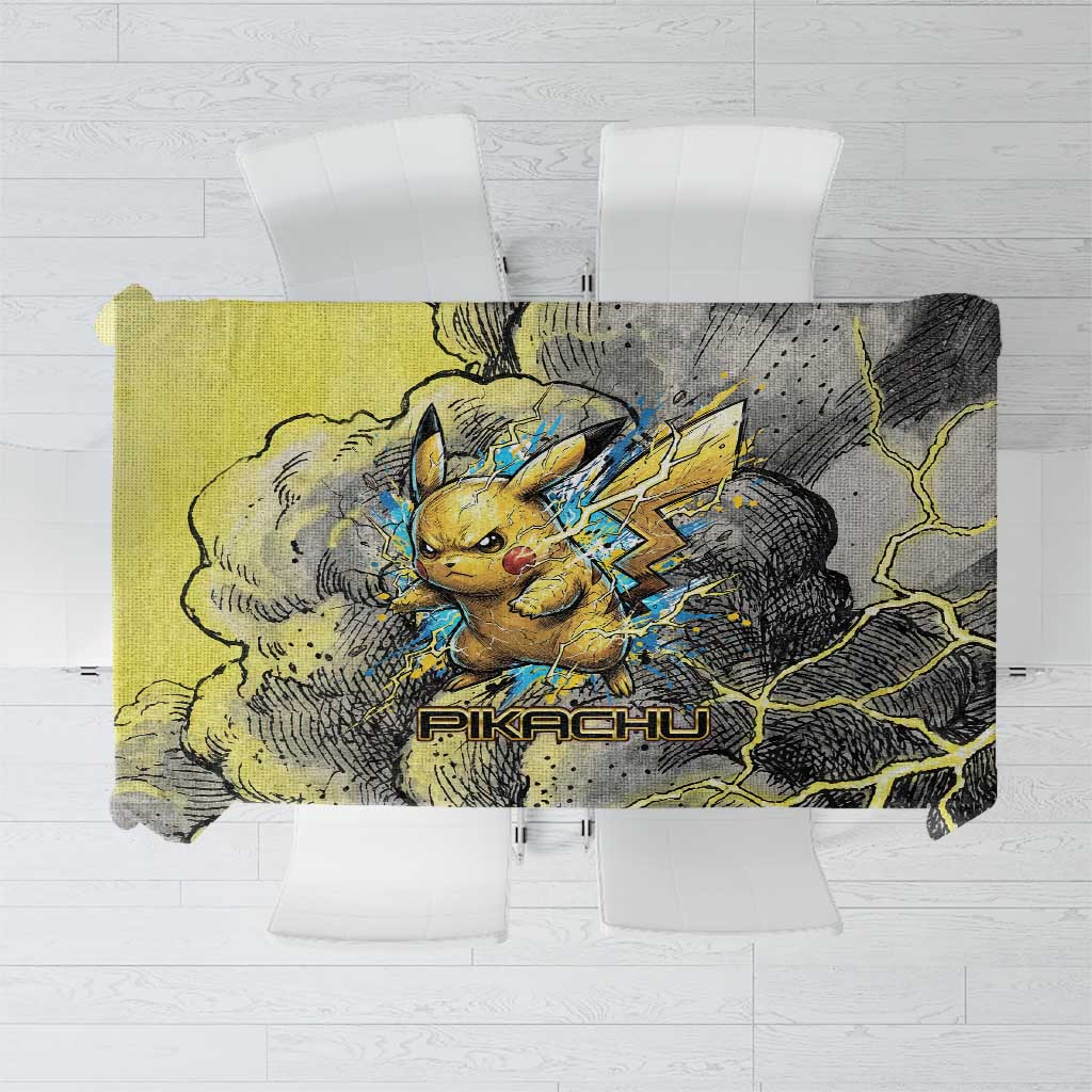 Pikachu Stormbreaker Edition Tablecloth Pikachu Amid Thunder Clouds