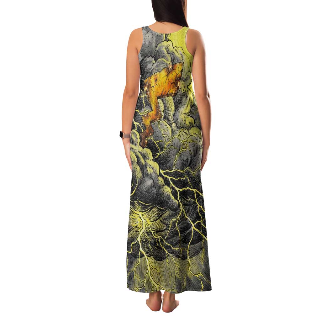 Pikachu Stormbreaker Edition Tank Maxi Dress Pikachu Amid Thunder Clouds