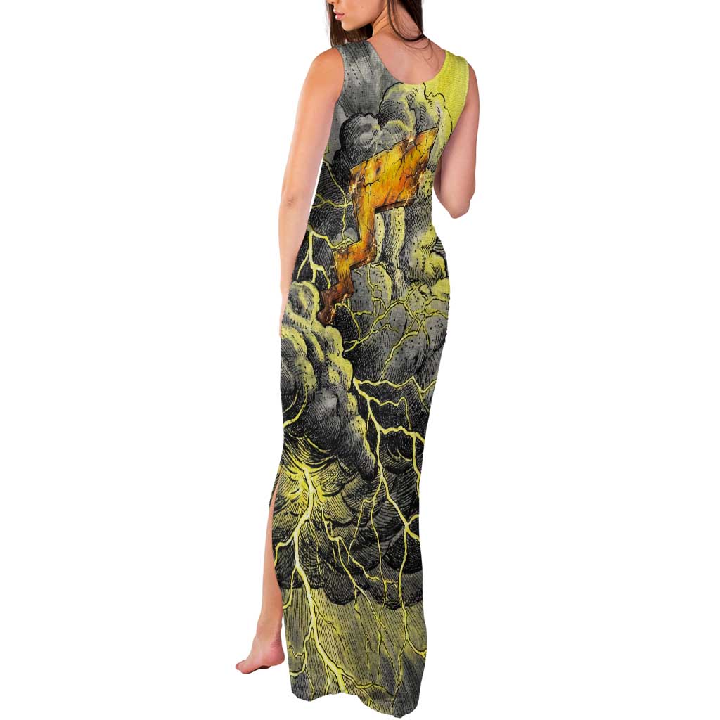 Pikachu Stormbreaker Edition Tank Maxi Dress Pikachu Amid Thunder Clouds