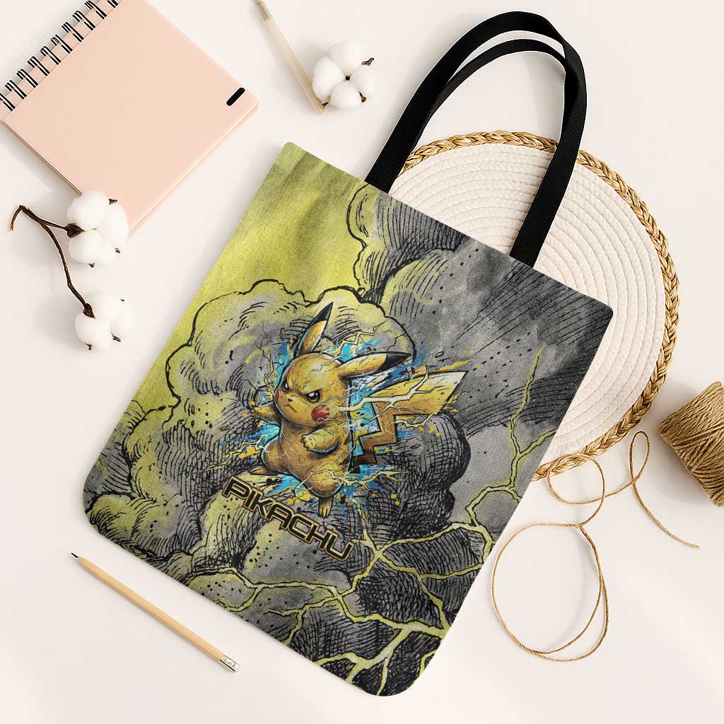 Pikachu Stormbreaker Edition Tote Bag Pikachu Amid Thunder Clouds
