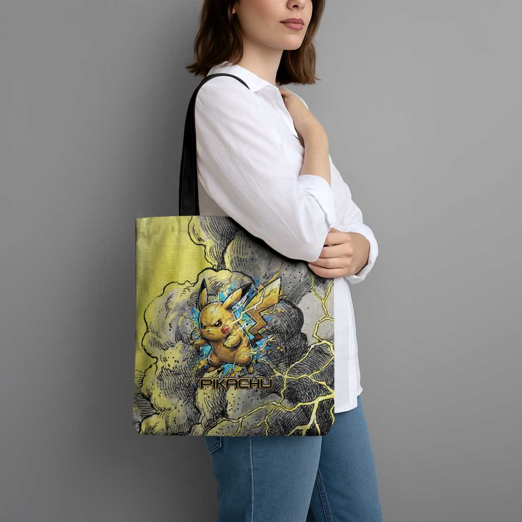Pikachu Stormbreaker Edition Tote Bag Pikachu Amid Thunder Clouds