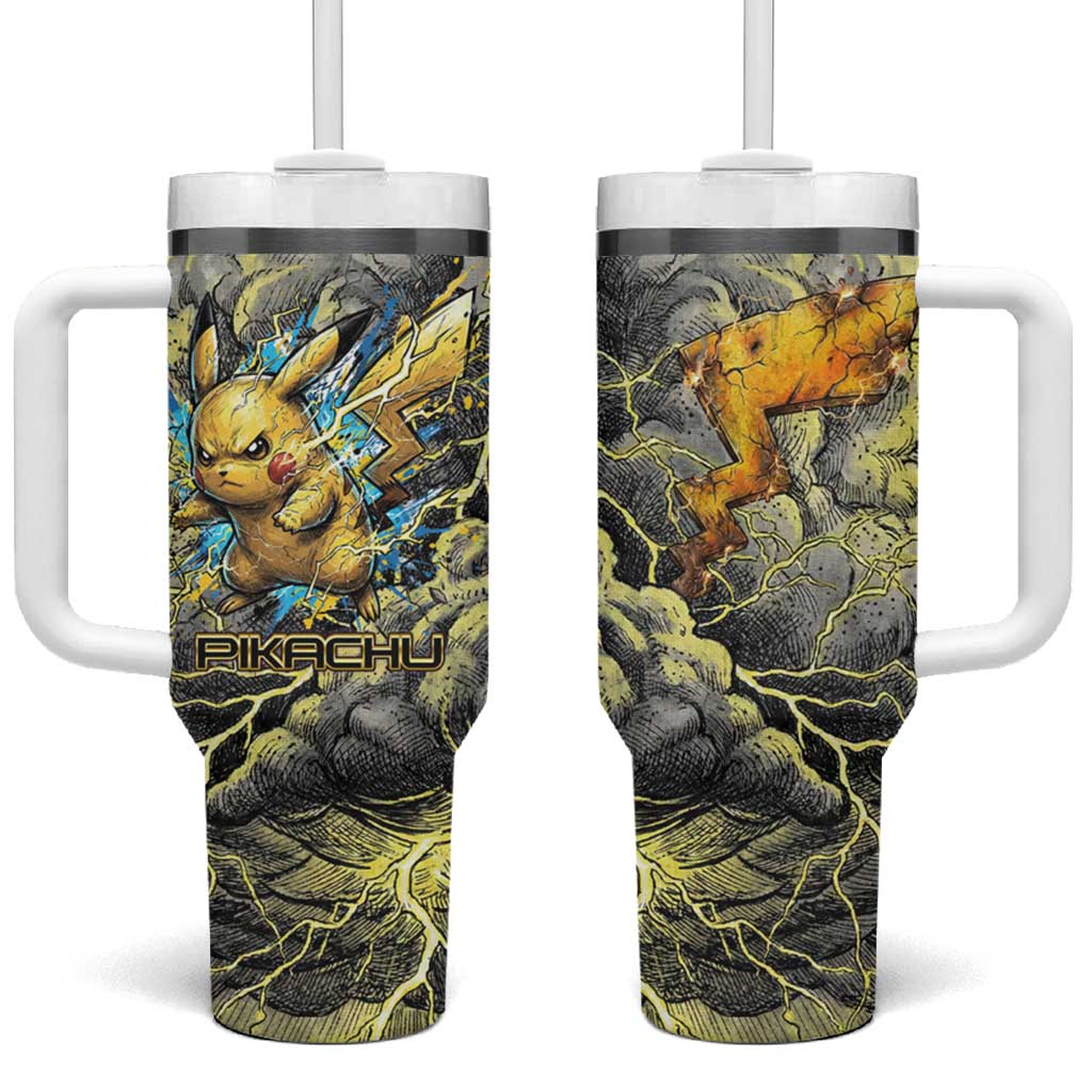 Pikachu Stormbreaker Edition Tumbler With Handle Pikachu Amid Thunder Clouds