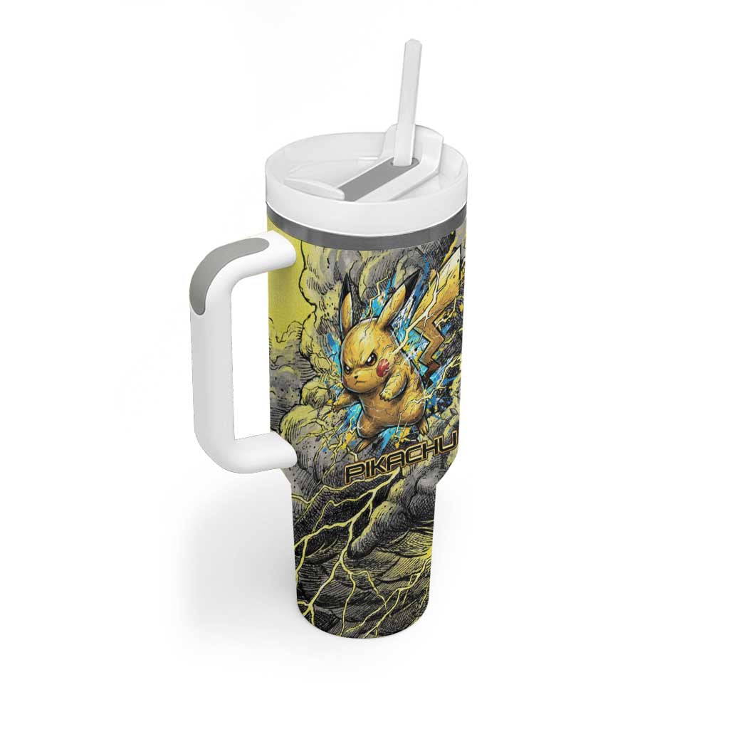 Pikachu Stormbreaker Edition Tumbler With Handle Pikachu Amid Thunder Clouds