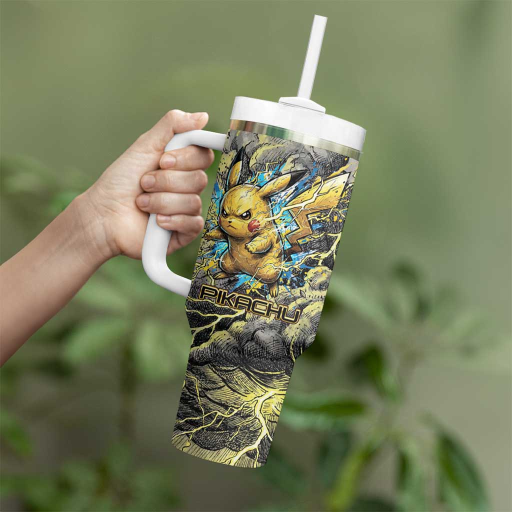 Pikachu Stormbreaker Edition Tumbler With Handle Pikachu Amid Thunder Clouds