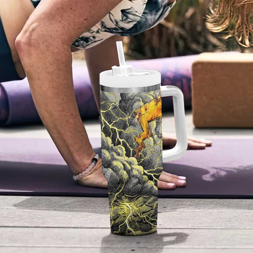 Pikachu Stormbreaker Edition Tumbler With Handle Pikachu Amid Thunder Clouds