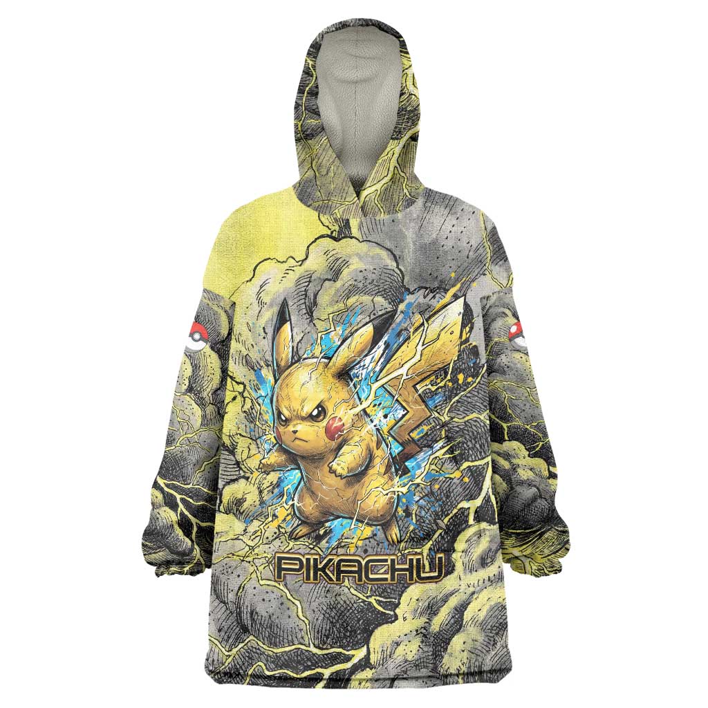 Pikachu Stormbreaker Edition Wearable Blanket Hoodie Pikachu Amid Thunder Clouds