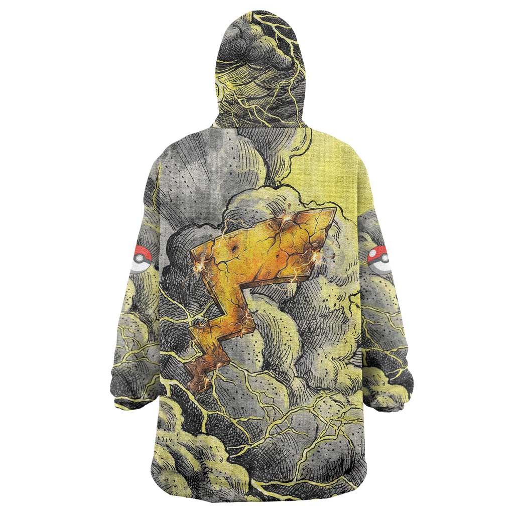 Pikachu Stormbreaker Edition Wearable Blanket Hoodie Pikachu Amid Thunder Clouds