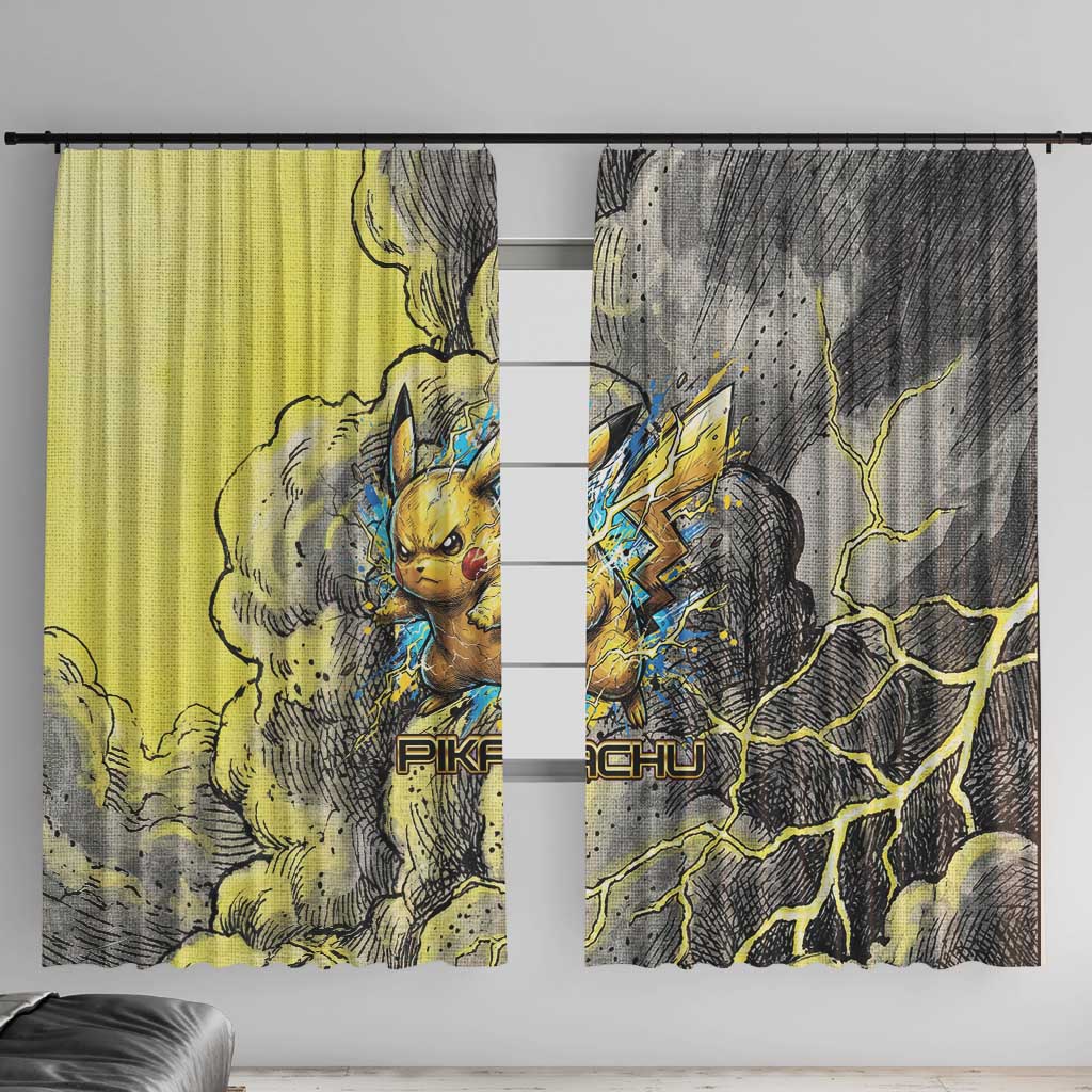 Pikachu Stormbreaker Edition Window Curtain Pikachu Amid Thunder Clouds