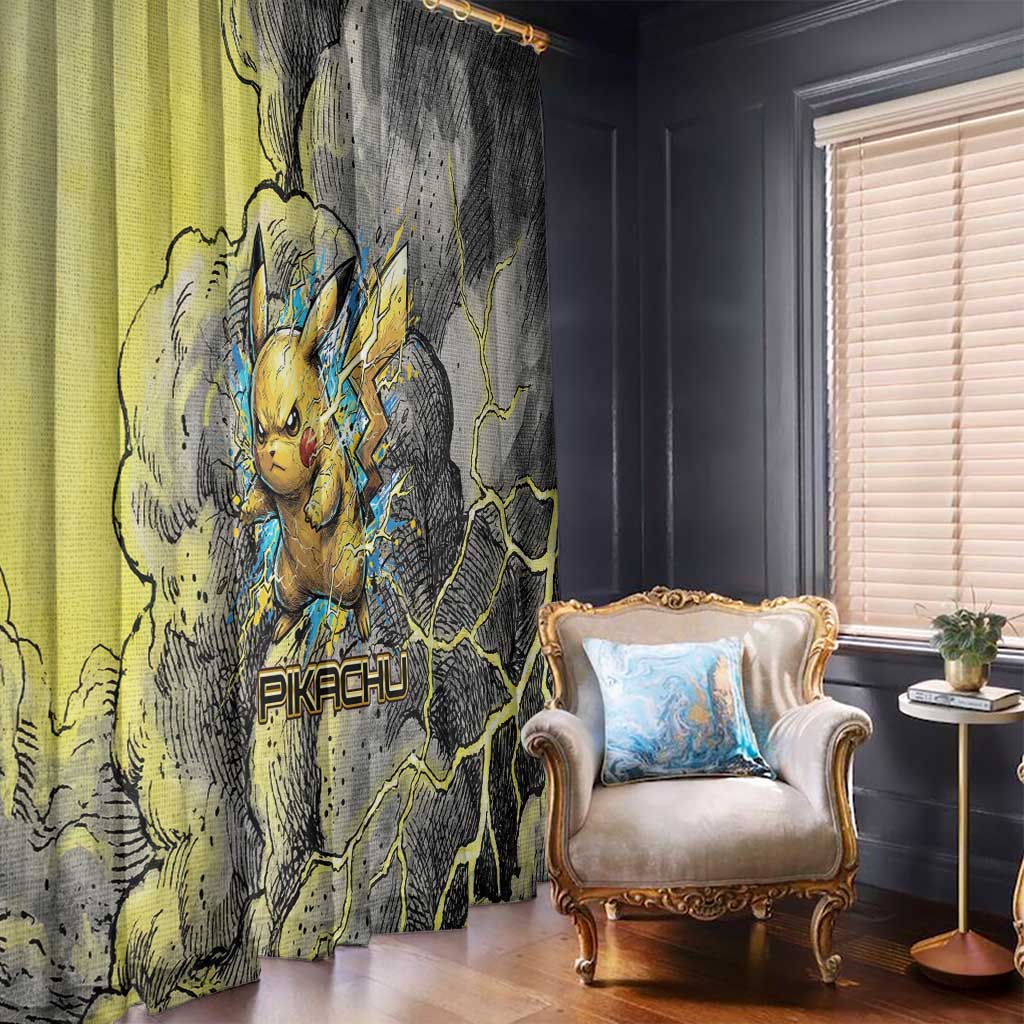 Pikachu Stormbreaker Edition Window Curtain Pikachu Amid Thunder Clouds