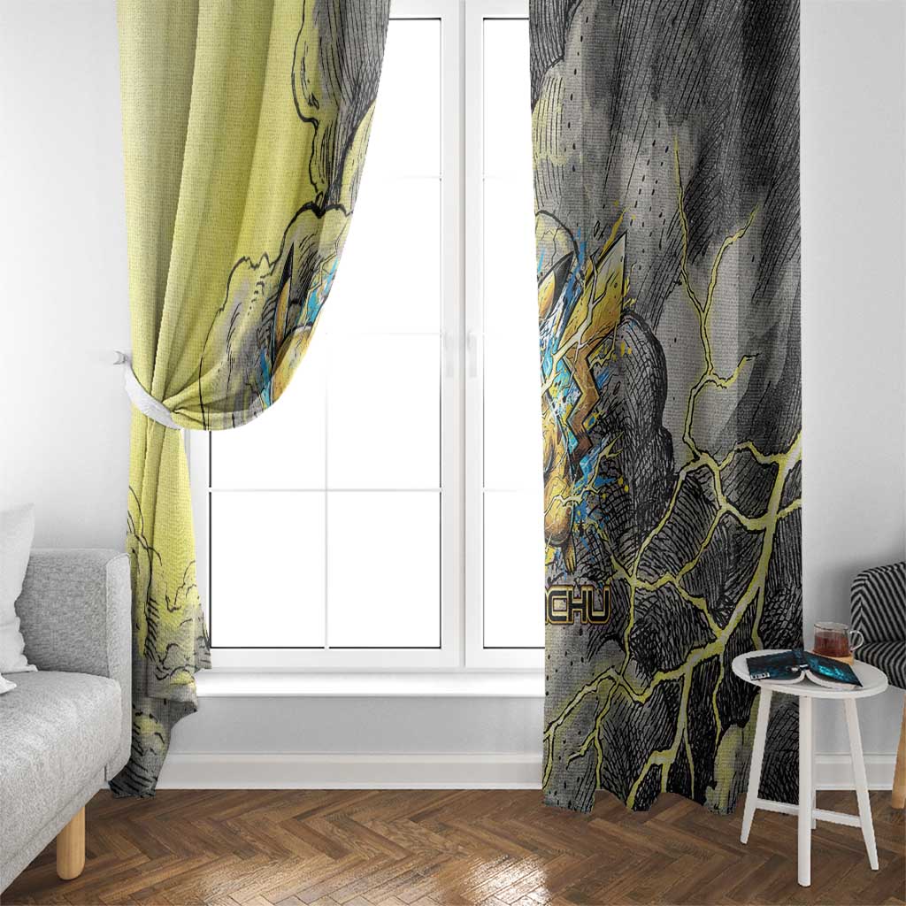 Pikachu Stormbreaker Edition Window Curtain Pikachu Amid Thunder Clouds