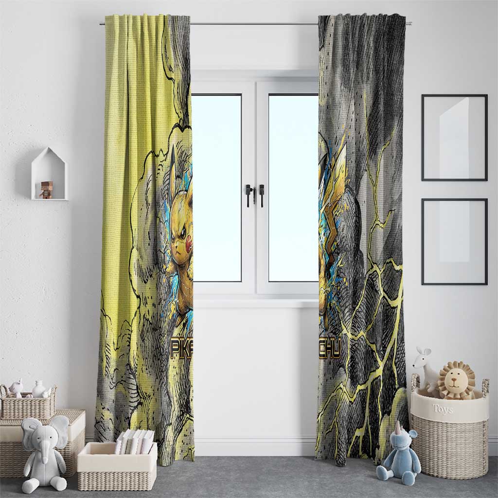 Pikachu Stormbreaker Edition Window Curtain Pikachu Amid Thunder Clouds