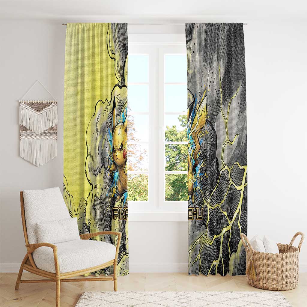 Pikachu Stormbreaker Edition Window Curtain Pikachu Amid Thunder Clouds