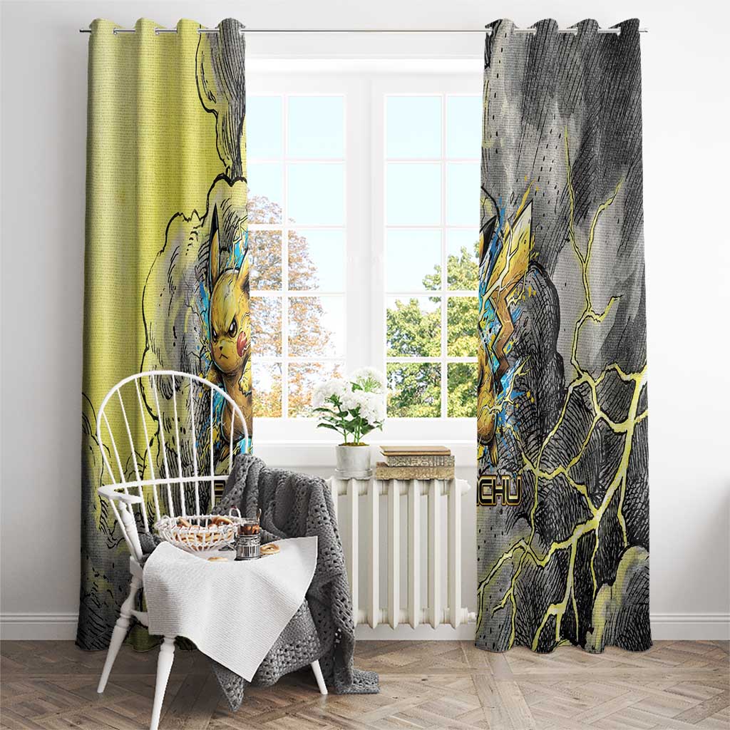 Pikachu Stormbreaker Edition Window Curtain Pikachu Amid Thunder Clouds