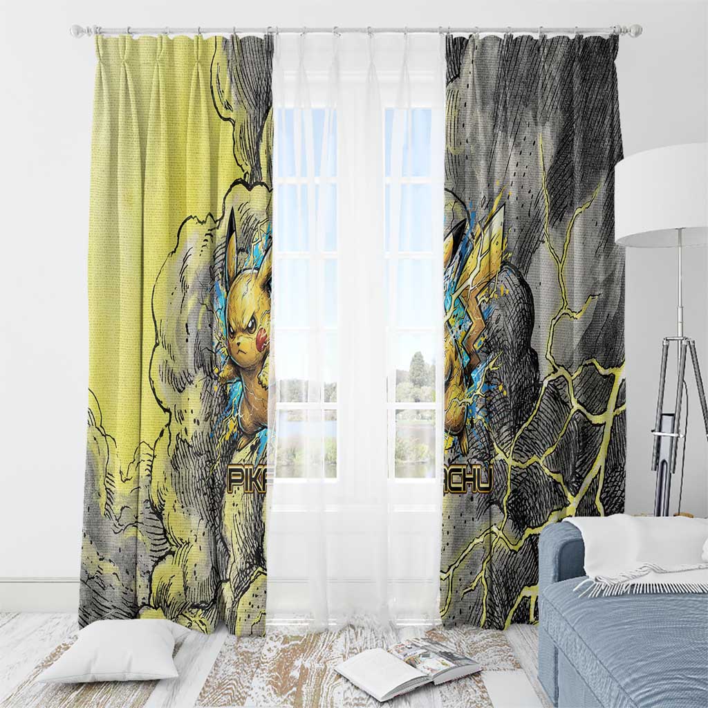 Pikachu Stormbreaker Edition Window Curtain Pikachu Amid Thunder Clouds