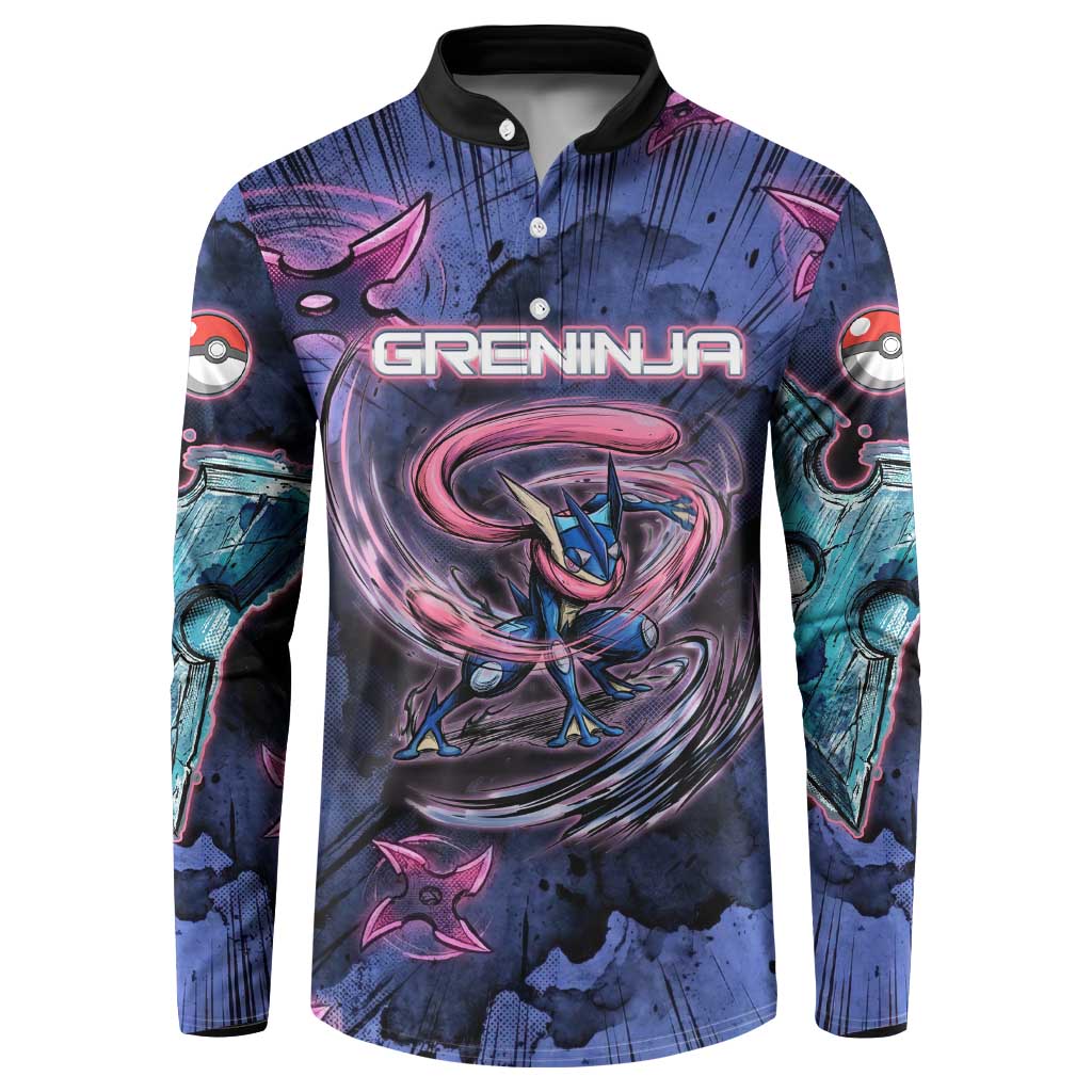 Greninja Ninja Star Button Sweatshirt Greninja in the Ninja Storm Realm