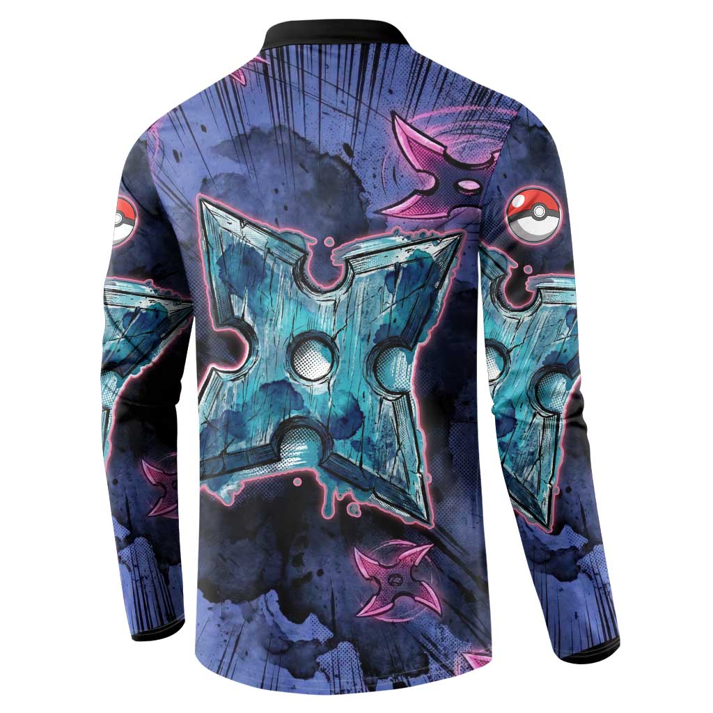 Greninja Ninja Star Button Sweatshirt Greninja in the Ninja Storm Realm
