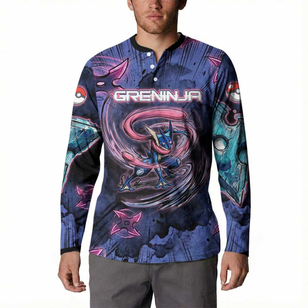 Greninja Ninja Star Button Sweatshirt Greninja in the Ninja Storm Realm