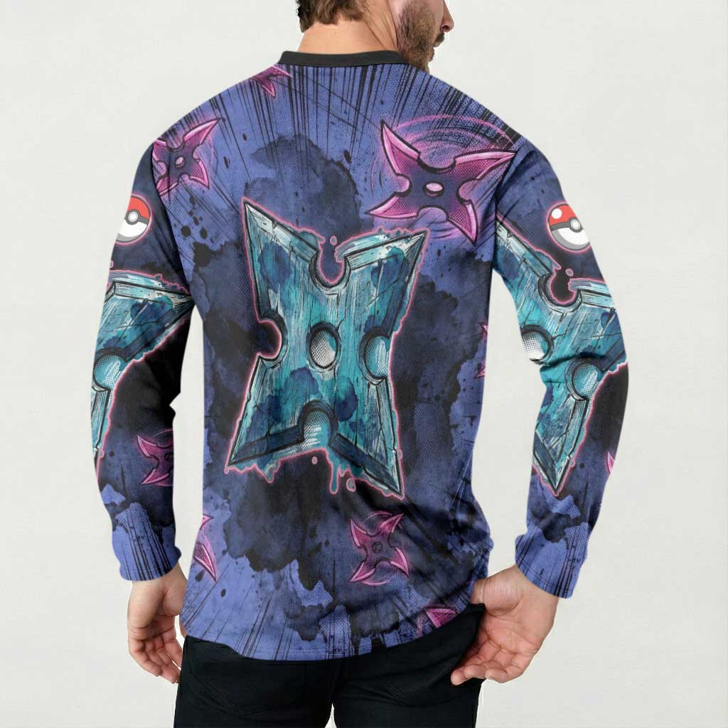 Greninja Ninja Star Button Sweatshirt Greninja in the Ninja Storm Realm