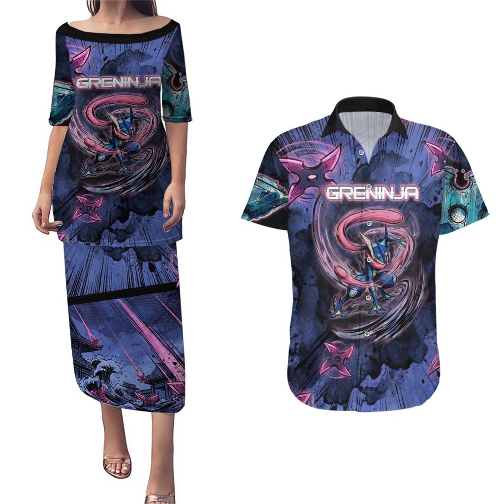 Greninja Ninja Star Couples Matching Puletasi and Hawaiian Shirt Greninja in the Ninja Storm Realm