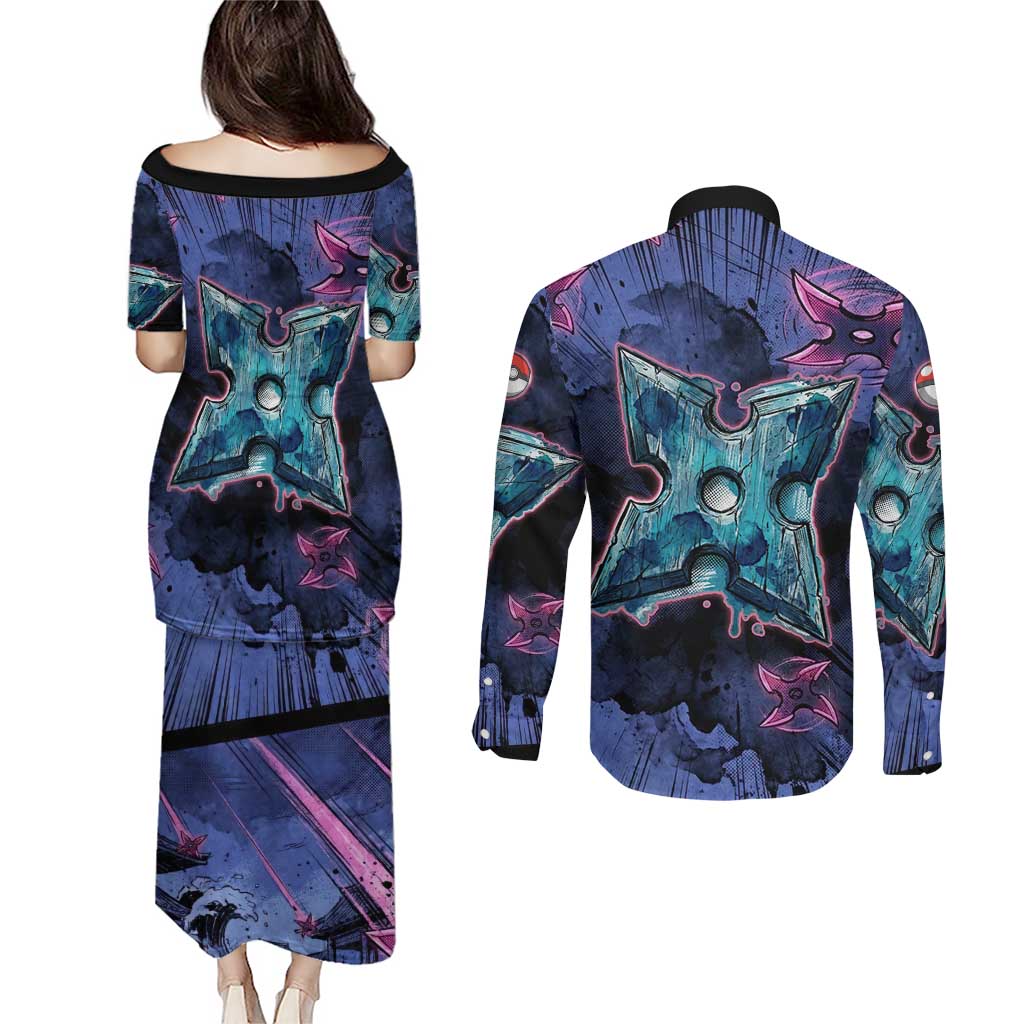 Greninja Ninja Star Couples Matching Puletasi and Long Sleeve Button Shirt Greninja in the Ninja Storm Realm