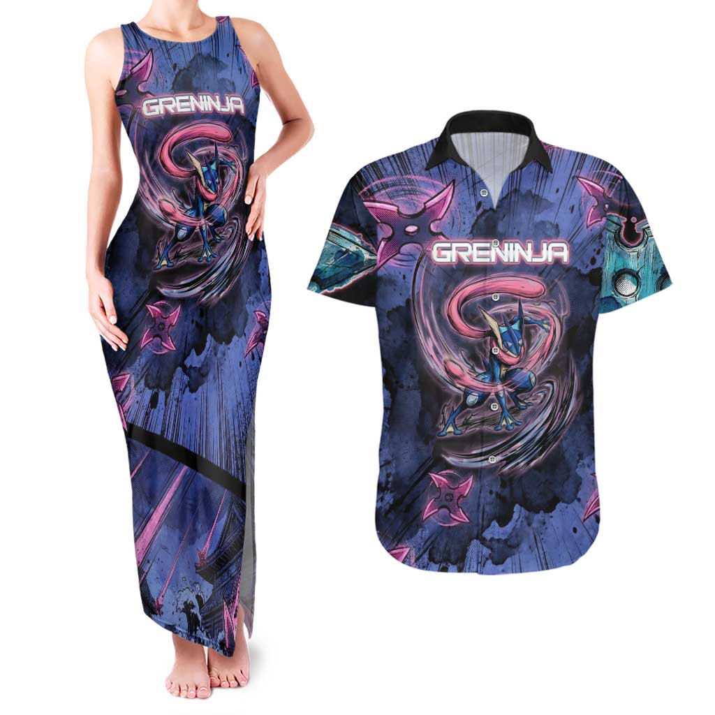 Greninja Ninja Star Couples Matching Tank Maxi Dress and Hawaiian Shirt Greninja in the Ninja Storm Realm